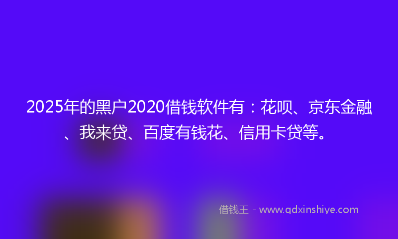 2025年的黑户2020借钱软件有：花呗、京东金融、我来贷、百度有钱花、信用卡贷等。