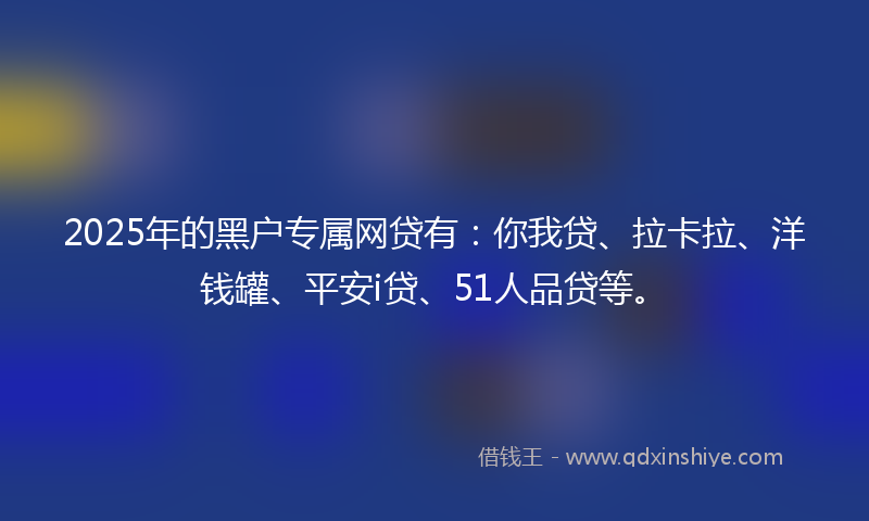 2025年的黑户专属网贷有：你我贷、拉卡拉、洋钱罐、平安i贷、51人品贷等。