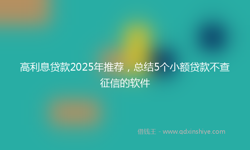 高利息贷款2025年推荐，总结5个小额贷款不查征信的软件