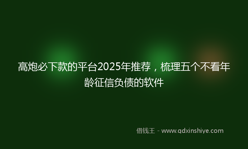 高炮必下款的平台2025年推荐，梳理五个不看年龄征信负债的软件