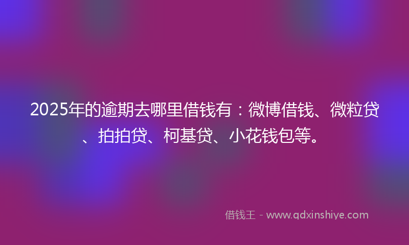 2025年的逾期去哪里借钱有：微博借钱、微粒贷、拍拍贷、柯基贷、小花钱包等。