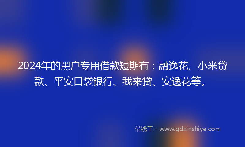 2024年的黑户专用借款短期有：融逸花、小米贷款、平安口袋银行、我来贷、安逸花等。