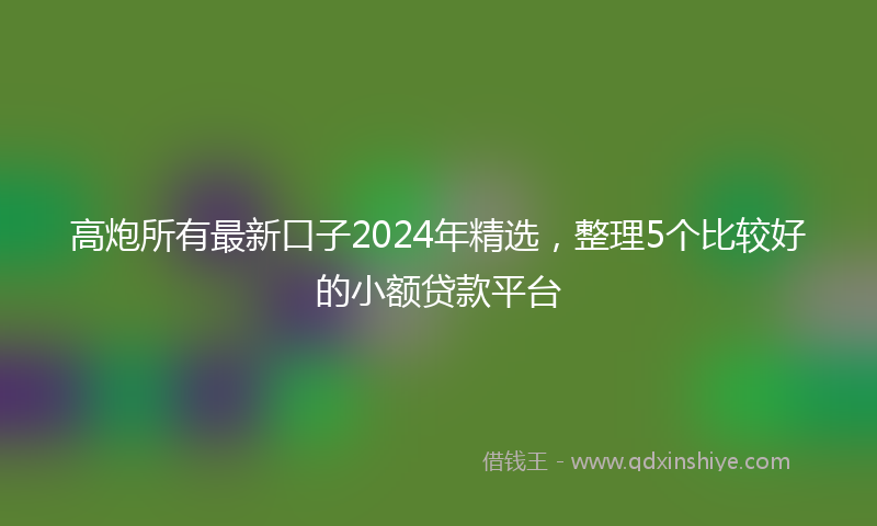 高炮所有最新口子2024年精选，整理5个比较好的小额贷款平台