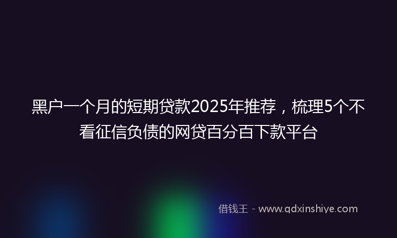 黑户一个月的短期贷款2025年推荐，梳理5个不看征信负债的网贷百分百下款平台