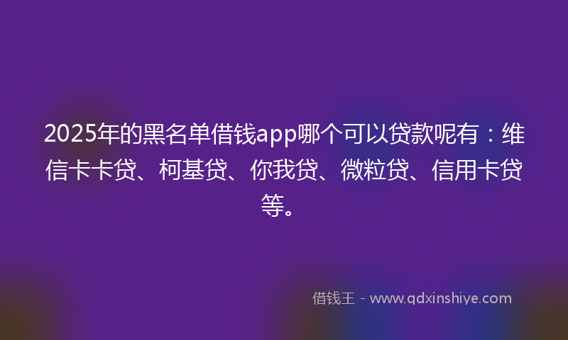 2025年的黑名单借钱app哪个可以贷款呢有：维信卡卡贷、柯基贷、你我贷、微粒贷、信用卡贷等。