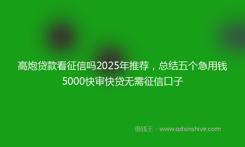 高炮贷款看征信吗2025年推荐，总结五个急用钱5000快审快贷无需征信口子