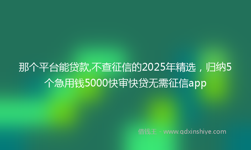那个平台能贷款,不查征信的2025年精选，归纳5个急用钱5000快审快贷无需征信app