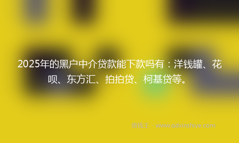 2025年的黑户中介贷款能下款吗有：洋钱罐、花呗、东方汇、拍拍贷、柯基贷等。