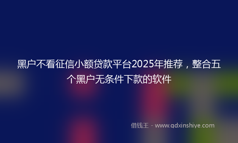 黑户不看征信小额贷款平台2025年推荐，整合五个黑户无条件下款的软件