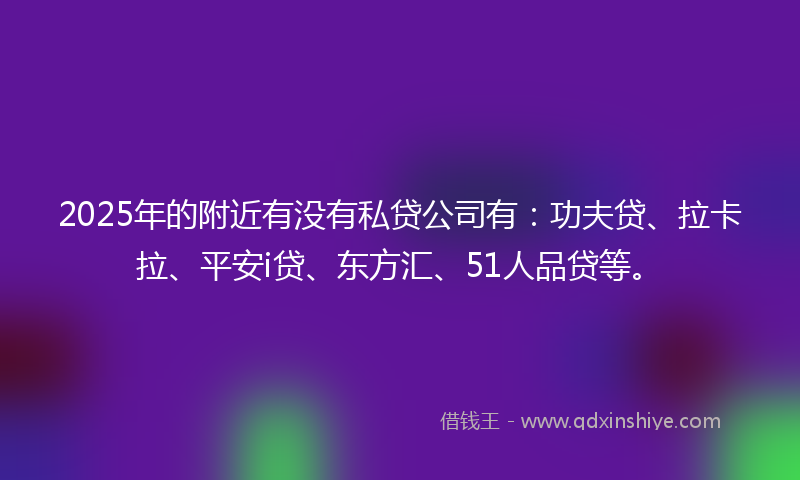 2025年的附近有没有私贷公司有：功夫贷、拉卡拉、平安i贷、东方汇、51人品贷等。