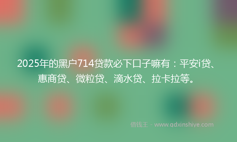 2025年的黑户714贷款必下口子嘛有：平安i贷、惠商贷、微粒贷、滴水贷、拉卡拉等。
