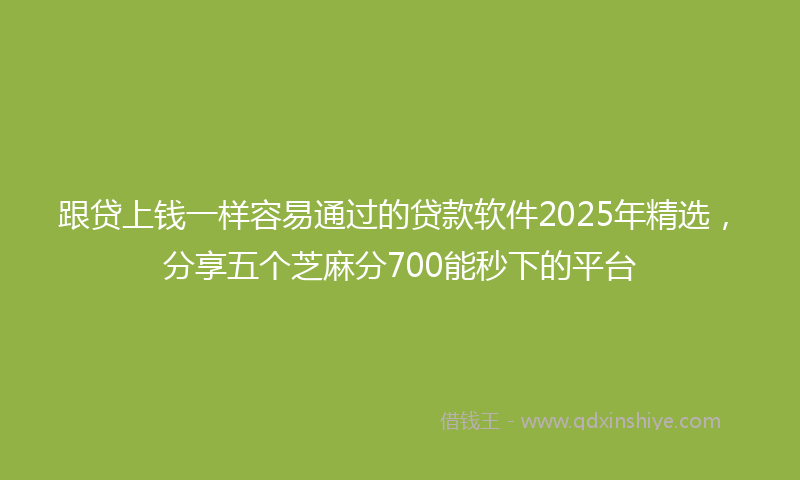 跟贷上钱一样容易通过的贷款软件2025年精选，分享五个芝麻分700能秒下的平台