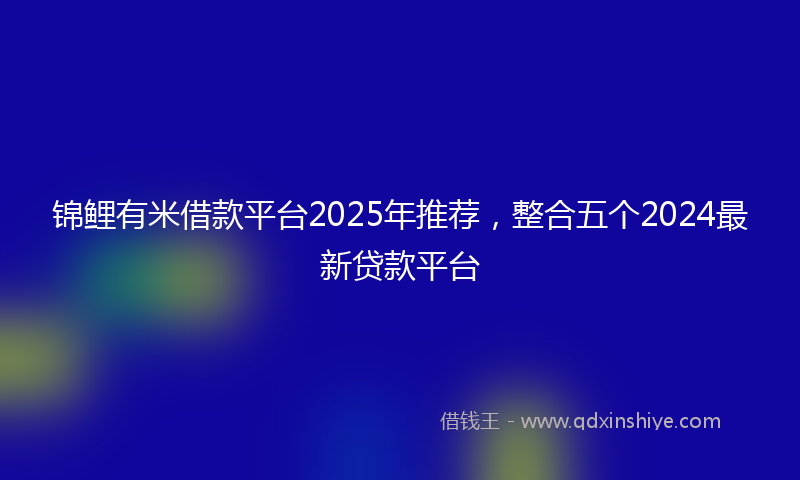 锦鲤有米借款平台2025年推荐，整合五个2024最新贷款平台