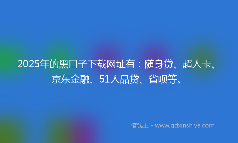 2025年的黑口子下载网址有：随身贷、超人卡、京东金融、51人品贷、省呗等。
