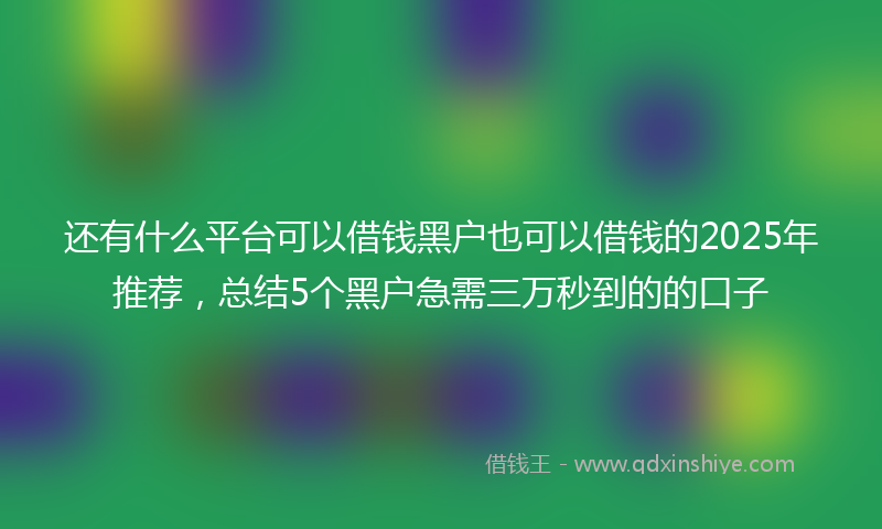 还有什么平台可以借钱黑户也可以借钱的2025年推荐，总结5个黑户急需三万秒到的的口子