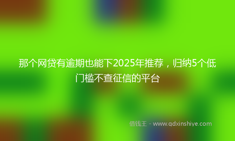 那个网贷有逾期也能下2025年推荐，归纳5个低门槛不查征信的平台