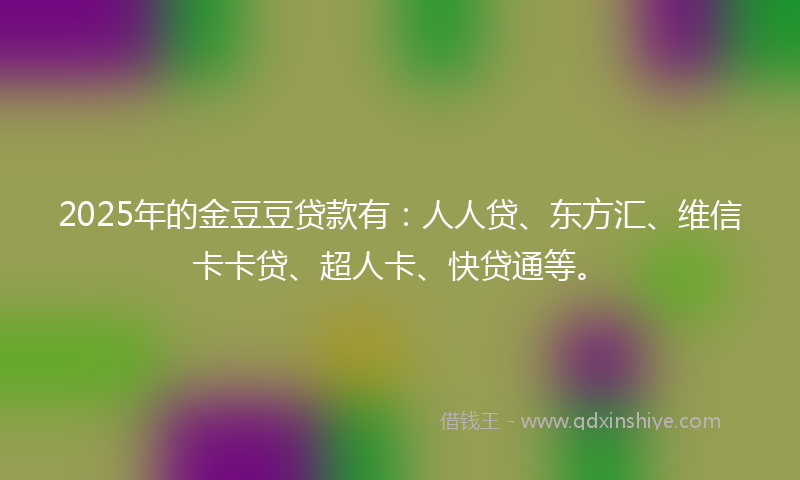 2025年的金豆豆贷款有：人人贷、东方汇、维信卡卡贷、超人卡、快贷通等。