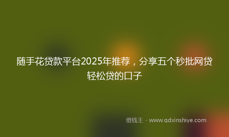 随手花贷款平台2025年推荐，分享五个秒批网贷轻松贷的口子