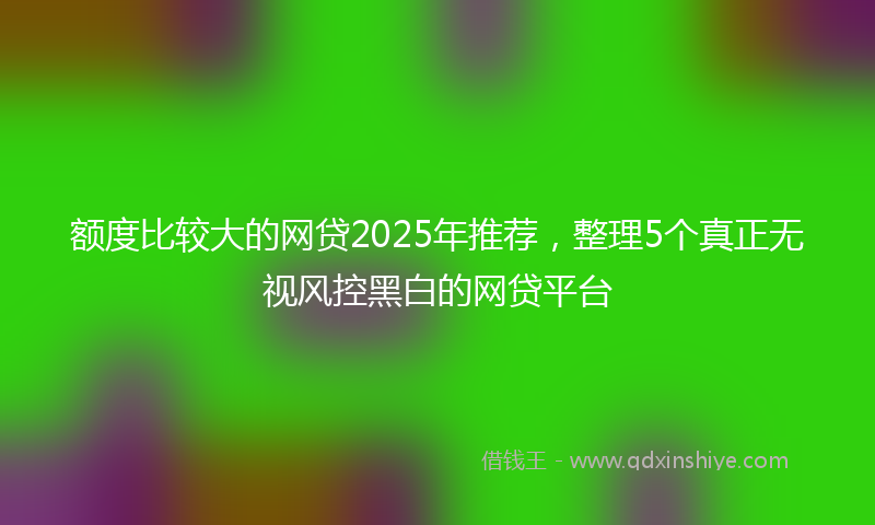 额度比较大的网贷2025年推荐，整理5个真正无视风控黑白的网贷平台