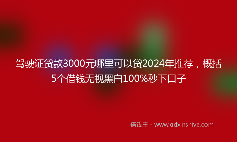 驾驶证贷款3000元哪里可以贷2024年推荐，概括5个借钱无视黑白100%秒下口子