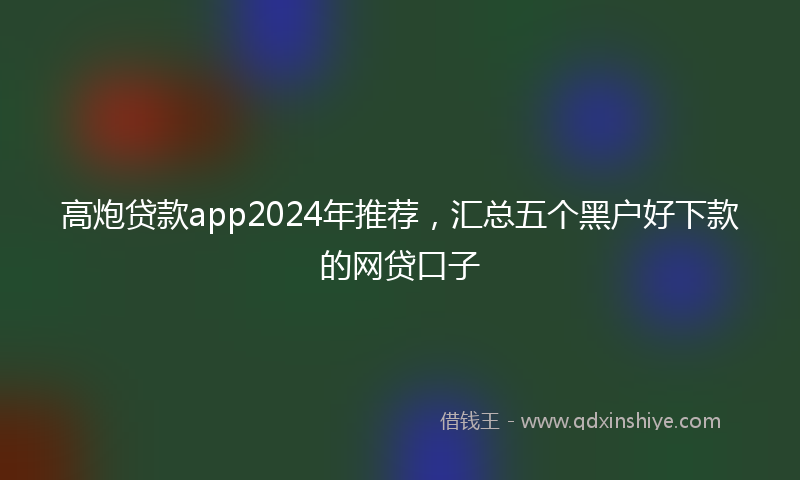 高炮贷款app2024年推荐，汇总五个黑户好下款的网贷口子