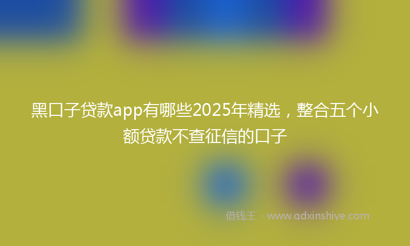 黑口子贷款app有哪些2025年精选，整合五个小额贷款不查征信的口子