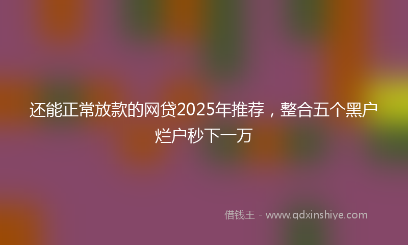 还能正常放款的网贷2025年推荐，整合五个黑户烂户秒下一万