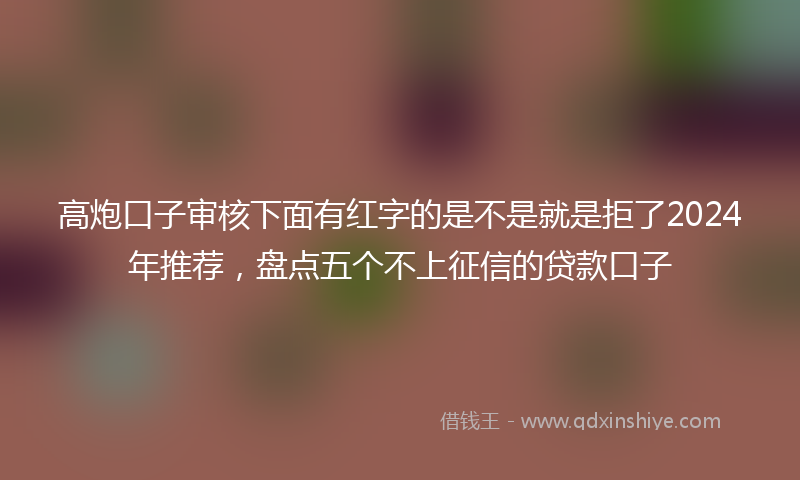 高炮口子审核下面有红字的是不是就是拒了2024年推荐，盘点五个不上征信的贷款口子