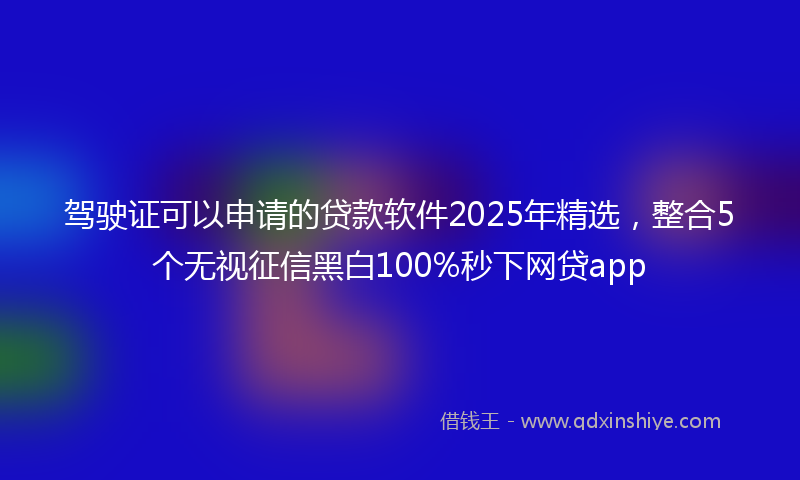 驾驶证可以申请的贷款软件2025年精选，整合5个无视征信黑白100%秒下网贷app