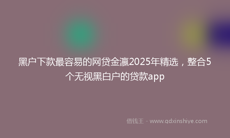 黑户下款最容易的网贷金瀛2025年精选，整合5个无视黑白户的贷款app