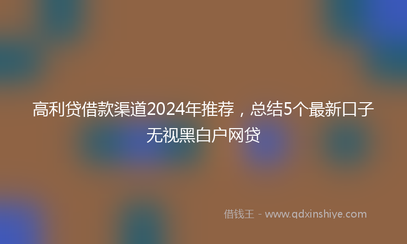 高利贷借款渠道2024年推荐，总结5个最新口子无视黑白户网贷