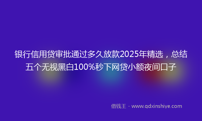 银行信用贷审批通过多久放款2025年精选，总结五个无视黑白100%秒下网贷小额夜间口子