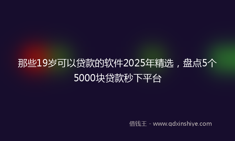 那些19岁可以贷款的软件2025年精选，盘点5个5000块贷款秒下平台