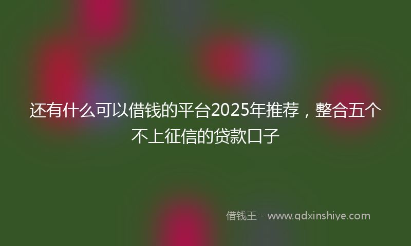 还有什么可以借钱的平台2025年推荐，整合五个不上征信的贷款口子