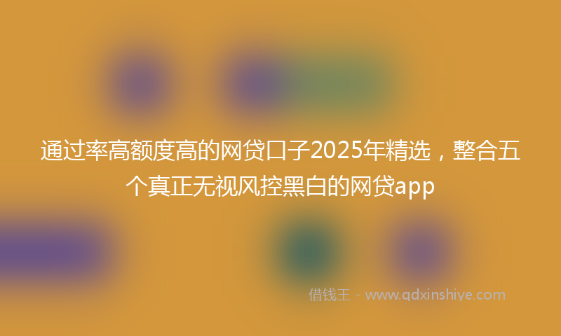 通过率高额度高的网贷口子2025年精选，整合五个真正无视风控黑白的网贷app
