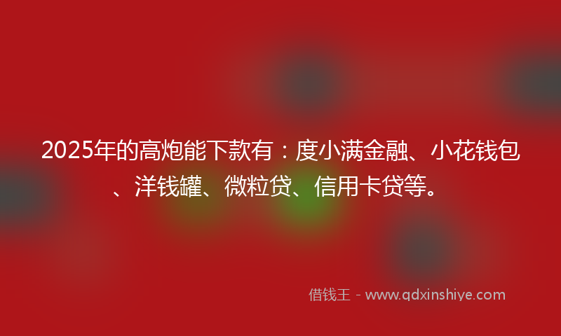 2025年的高炮能下款有：度小满金融、小花钱包、洋钱罐、微粒贷、信用卡贷等。