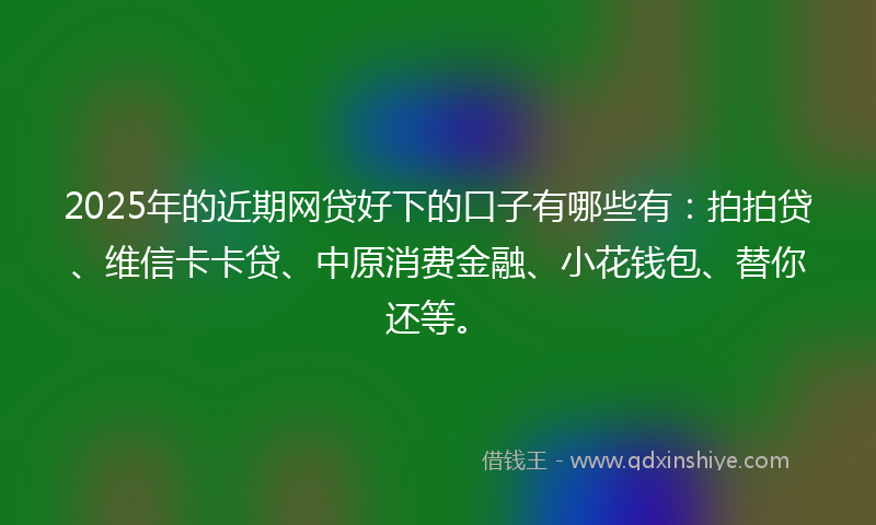 2025年的近期网贷好下的口子有哪些有：拍拍贷、维信卡卡贷、中原消费金融、小花钱包、替你还等。