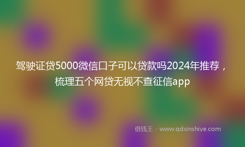 驾驶证贷5000微信口子可以贷款吗2024年推荐，梳理五个网贷无视不查征信app