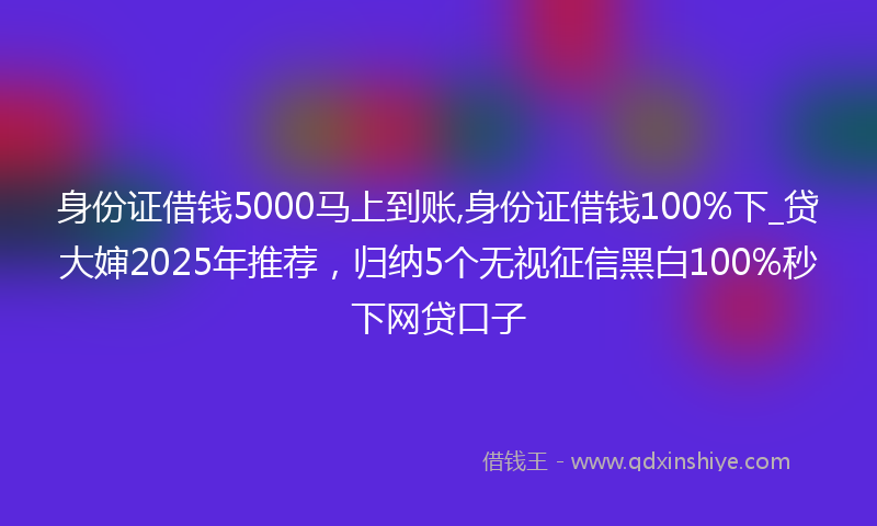 身份证借钱5000马上到账,身份证借钱100%下_贷大婶2025年推荐，归纳5个无视征信黑白100%秒下网贷口子