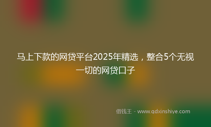 马上下款的网贷平台2025年精选，整合5个无视一切的网贷口子