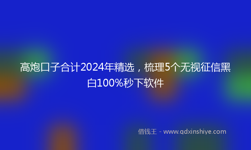 高炮口子合计2024年精选，梳理5个无视征信黑白100%秒下软件