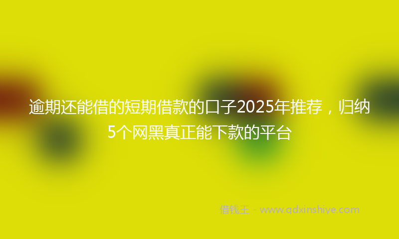 逾期还能借的短期借款的口子2025年推荐，归纳5个网黑真正能下款的平台