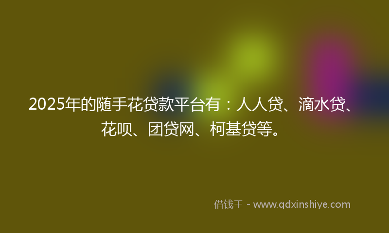 2025年的随手花贷款平台有：人人贷、滴水贷、花呗、团贷网、柯基贷等。
