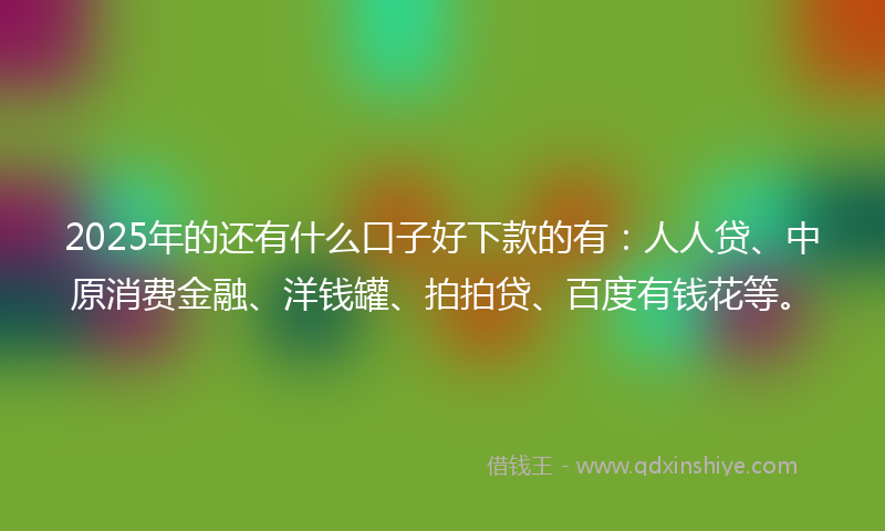 2025年的还有什么口子好下款的有：人人贷、中原消费金融、洋钱罐、拍拍贷、百度有钱花等。