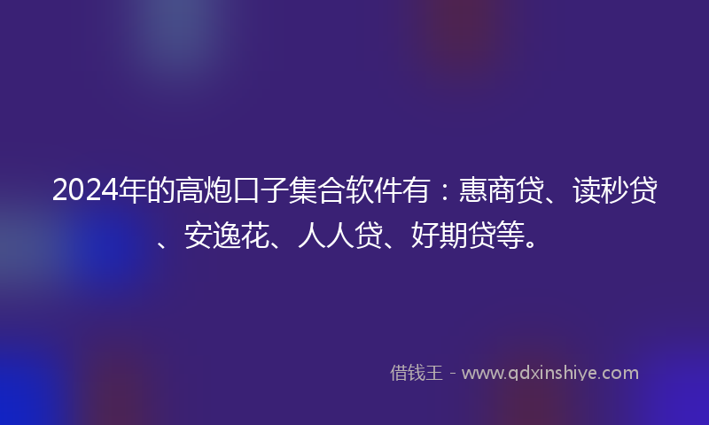 2024年的高炮口子集合软件有：惠商贷、读秒贷、安逸花、人人贷、好期贷等。