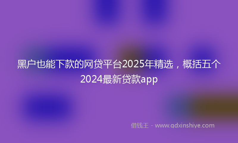 黑户也能下款的网贷平台2025年精选，概括五个2024最新贷款app