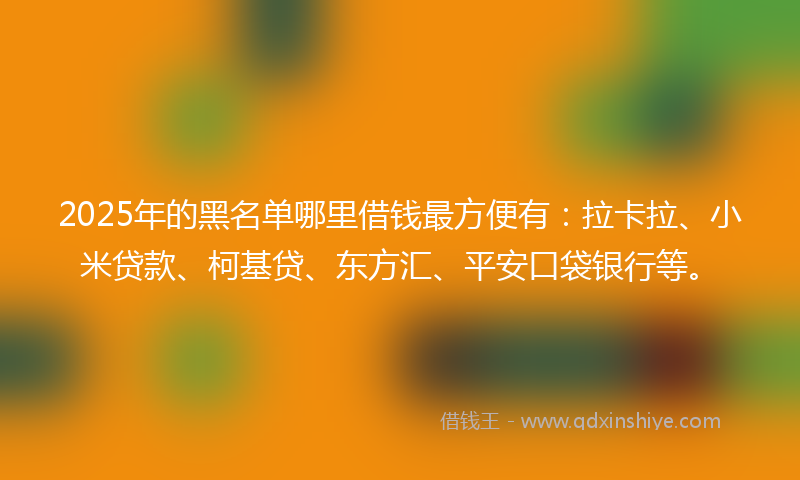 2025年的黑名单哪里借钱最方便有：拉卡拉、小米贷款、柯基贷、东方汇、平安口袋银行等。
