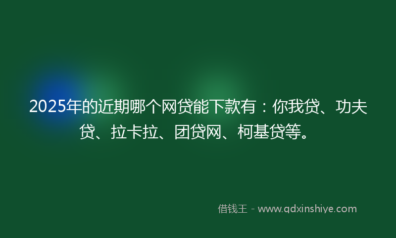 2025年的近期哪个网贷能下款有：你我贷、功夫贷、拉卡拉、团贷网、柯基贷等。