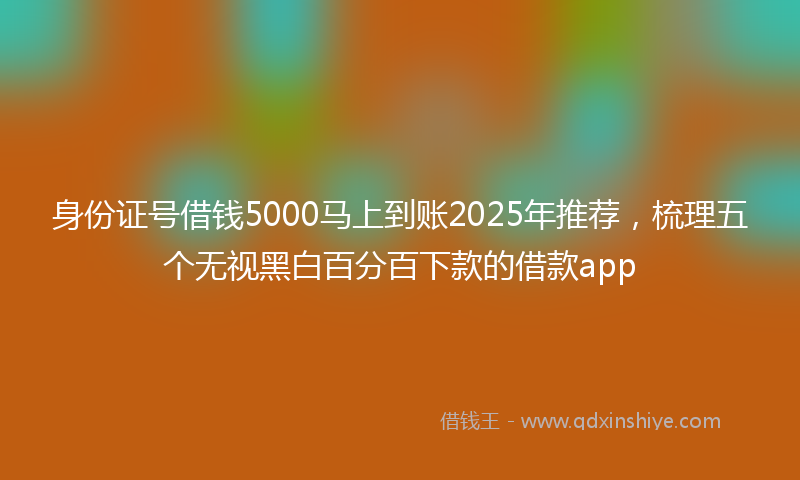 身份证号借钱5000马上到账2025年推荐，梳理五个无视黑白百分百下款的借款app