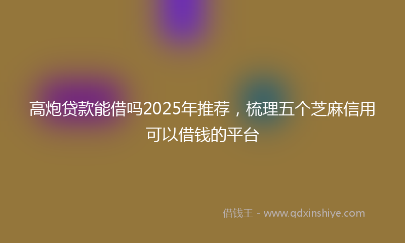高炮贷款能借吗2025年推荐，梳理五个芝麻信用可以借钱的平台
